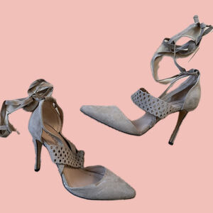 Call It Spring Taupe Suede Lace-Up Heels Size 11 – Pointed Toe Pumps